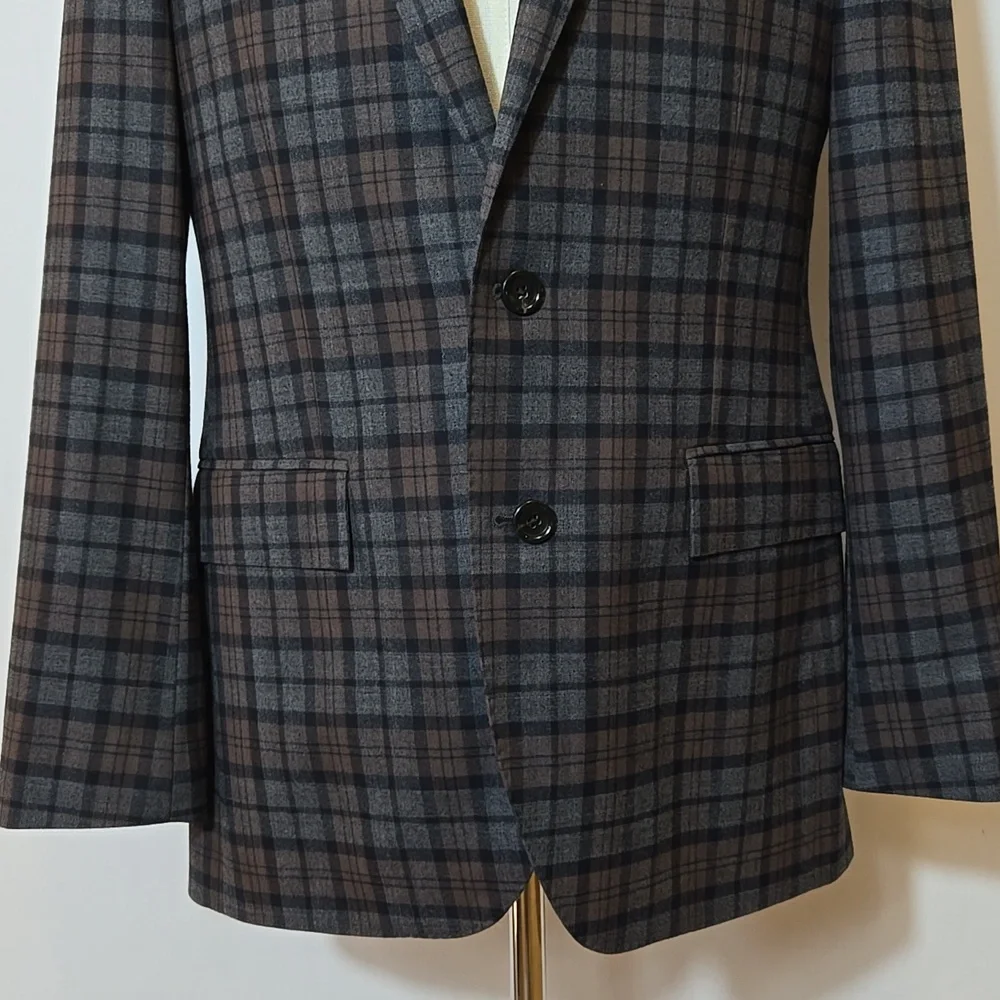 J. Crew Mens Ludlow Windowpane Slim Fit Wool Blazer‎ Jacket Size 38R Plaid